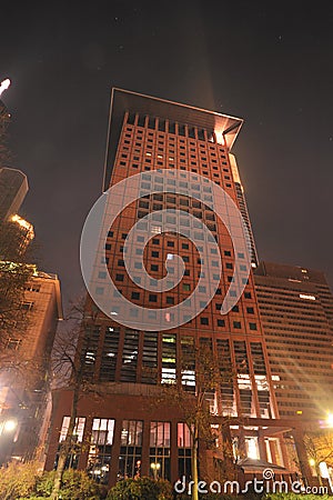 Japan tower in Frankfurt by night