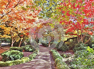 JAPANESE GARDEN IN LITHIA PARK WITH FALL FOLIAGE