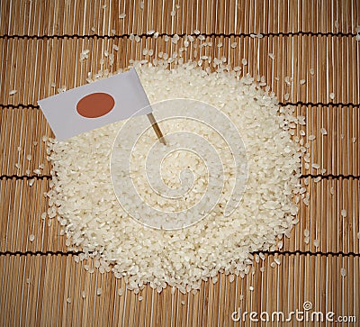 Japanese rice and japan flag
