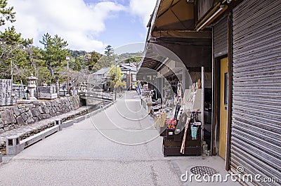 Japanese shopping street at miyajima