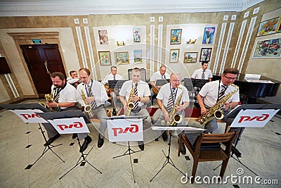 Jazz-band performs in foyer