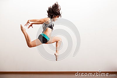 Jazz female dancer in the air