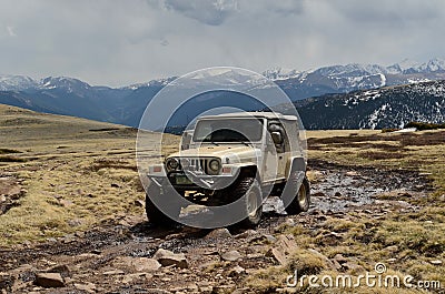 Jeep on mountain top