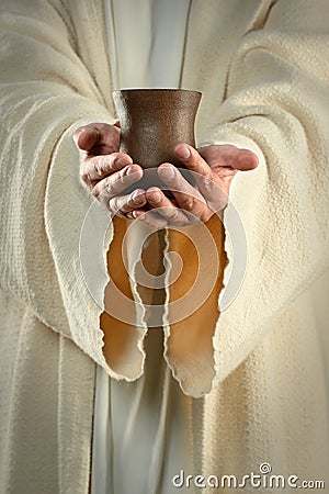 Jesus Hands Holding Cup Stock Photos
