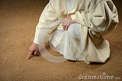 Jesus Writing in the Sand Stock Photos