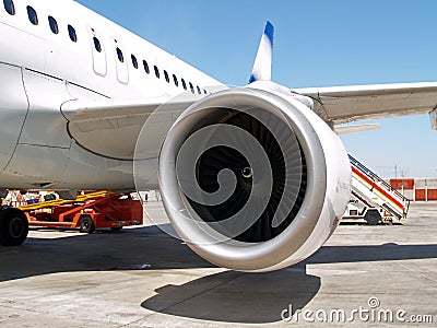 Jet engine at aircraft