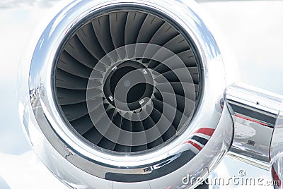 Jet engine of business jet airplane