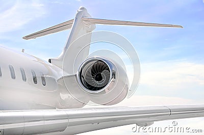 Jet engine closeup on a private airplane - Bombardier