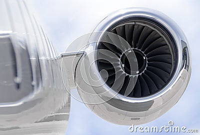 Jet engine closeup on a private airplane - Bombardier