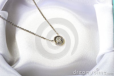 Jewelry single diamond stone necklace white gold