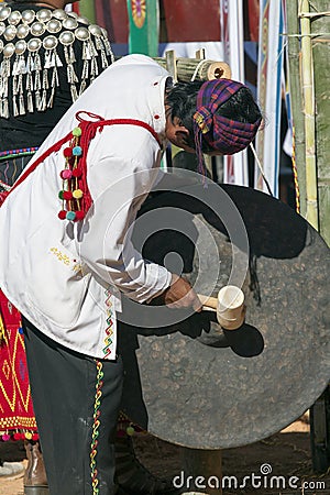 Jingpo Drummer at Festival Dance