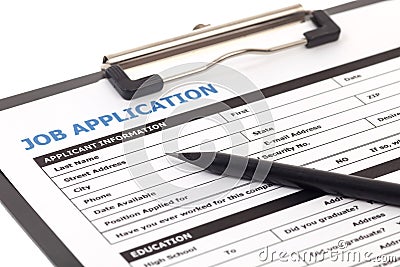 Job application form isolated