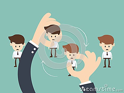job rotation concept business hand hold businessman job employee improvement plans