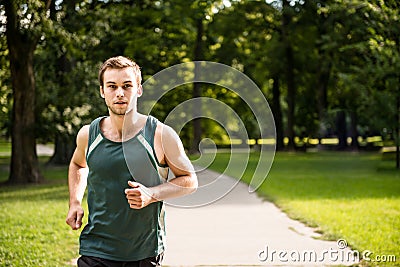 Jogging - man running in nature