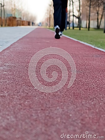 Jogging on running track