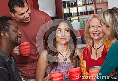 Joyful Diverse Adults with Coffee