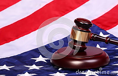 Judge Gavel and American Flag