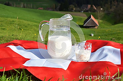 Jug of milk on the Swiss flag