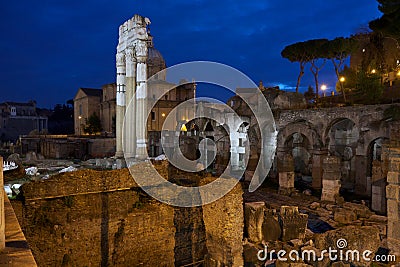 Julius Caesar Forum by night, Rome - Italy