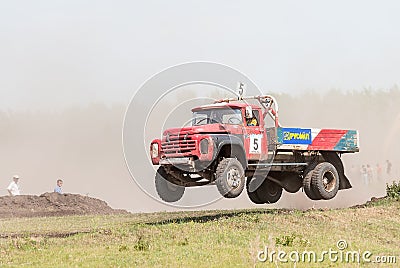 Jumping truck on racing line