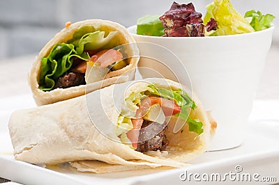 Kafta shawarma chicken pita wrap roll sandwich