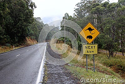 Kangaroo and Wombat Road Sign 1