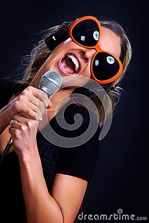 Karaoke singing woman