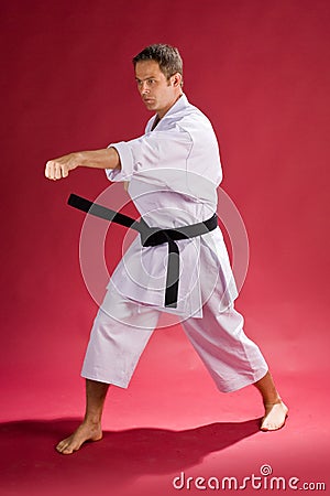 Karate man with black belt