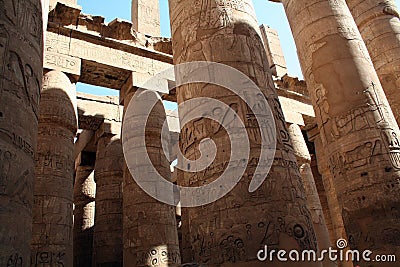 Karnak Temple - Pillars - Ancient Egyptian Monument [el-Karnak, Near Luxor, Egypt, Arab States, Africa]