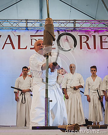Katana sword fighters at Orient Festival in Milan, Italy