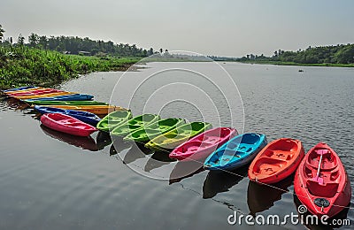 Kayaks in river