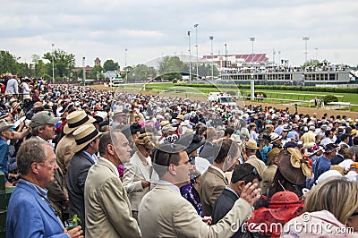 Kentucky Derby Crowd at Churchill Downs in Louisville, Kentucky USA