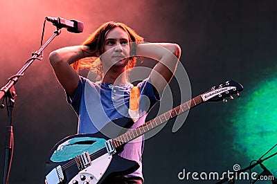 Kevin Parker, vocalist and guitarist of Tame Impala, psychedelic rock band, performs at Heineken Primavera Sound 2013 Festival