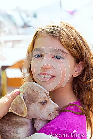 Kid girl smiling puppy dog and teeth braces