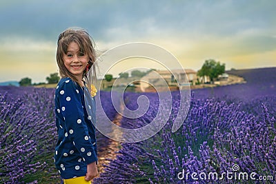 Kid in lavender field