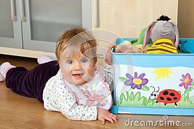 Kid with toy box