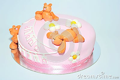 Kids birthday cake with fondant teddy bears