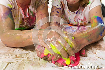 Kids with messy paint