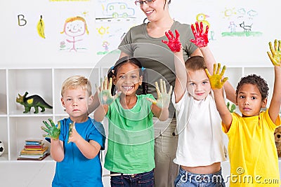Kids with paint