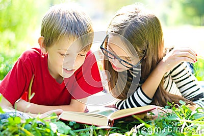 Kids reading a book