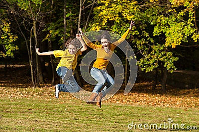 Kids running, jumping outdoor