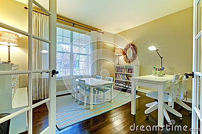 Kids study room or home school class interior.