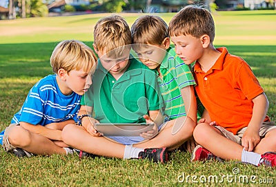 Kids using tablet computer