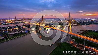 King Bhumibol Bridge, Bridge Of Father, Bangkok,Thailand