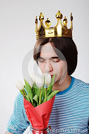 King with crown and flowers