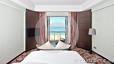 Kingsize bed room with sea view