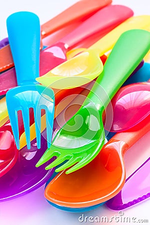 Kitchen cutlery made of colored plastic