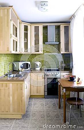 Kitchen natural wood cabinet