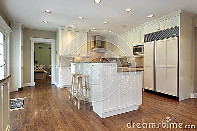 Kitchen with two tiered island