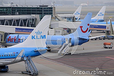 Amsterdam, Netherlands: KLM planes being loaded